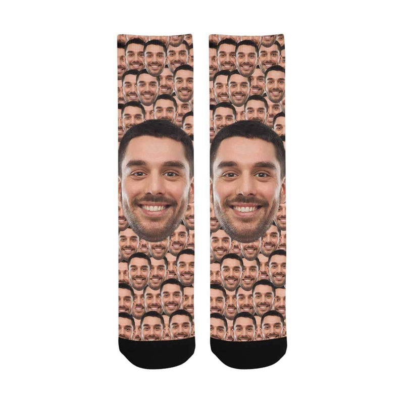 [Made In USA]Custom Face Smash Sublimated Crew Socks Personalized Photo Socks Unisex Gift for Men Women