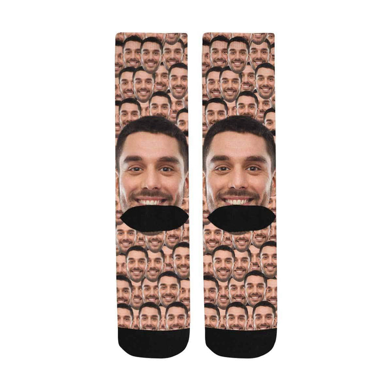 [Made In USA]Custom Face Smash Sublimated Crew Socks Personalized Photo Socks Unisex Gift for Men Women