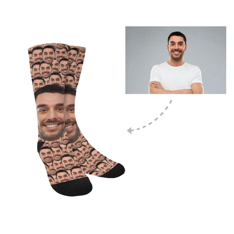 [Made In USA]Custom Face Smash Sublimated Crew Socks Personalized Photo Socks Unisex Gift for Men Women