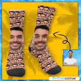 [Made In USA]Custom Face Smash Sublimated Crew Socks Personalized Photo Socks Unisex Gift for Men Women