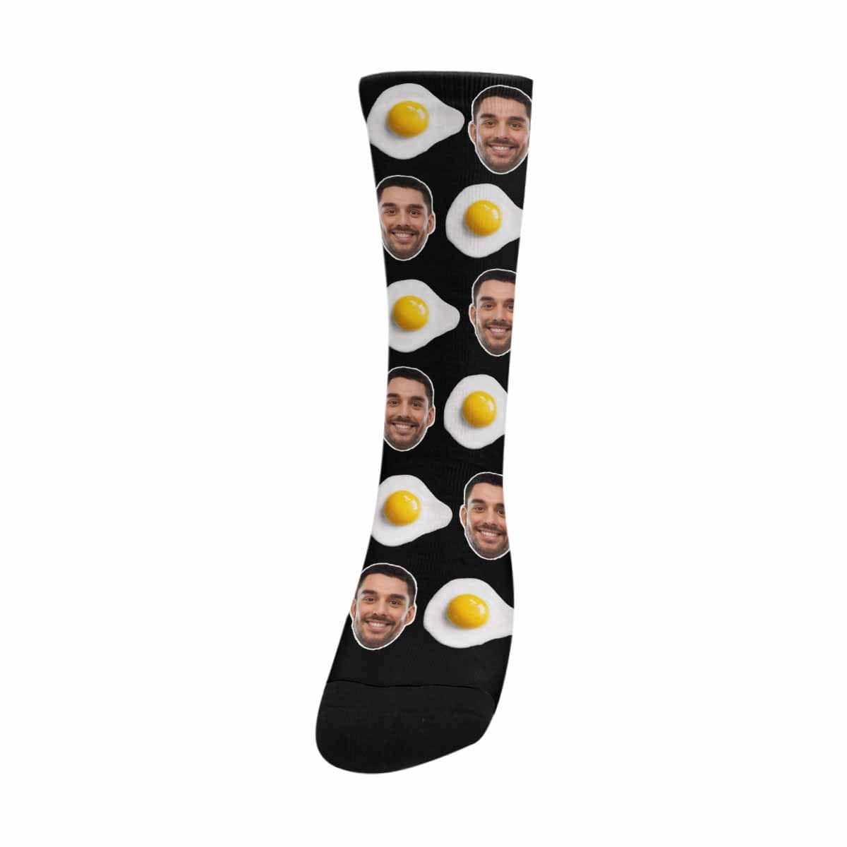 [Made In USA]Custom Face Socks Personalized Poached Egg Photo Sublimated Crew Socks Funny Gift