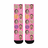 [Made In USA]Custom Face Socks Print Your Photo Best Personalized Love Words Sublimated Crew Socks