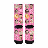 [Made In USA]Custom Face Socks Print Your Photo Best Personalized Love Words Sublimated Crew Socks