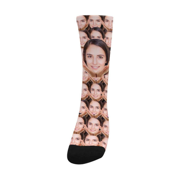 [Made In USA]Custom Face Socks Print Your Photo Best Personalized Sublimated Crew Socks Funny Photo Socks Unisex Gift for Men Women