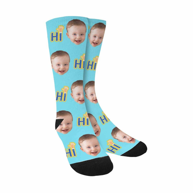 [Made In USA]Custom Faces Text Socks Personalized Picture Sublimated Crew Socks Unisex Gift for Men Women