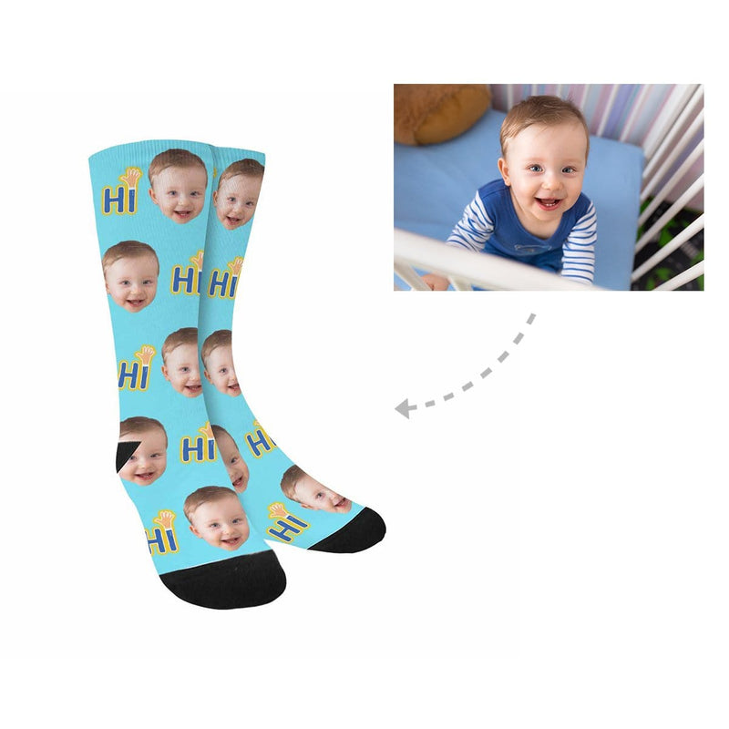 [Made In USA]Custom Faces Text Socks Personalized Picture Sublimated Crew Socks Unisex Gift for Men Women