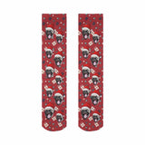 Custom Pet Face Chtistmas Gifts Red Sublimated Crew Socks Personalized Pohto Face on Socks All Over Print Gift Unisex