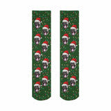 Custom Pet Face Chtistmas Green Sublimated Crew Socks Personalized Pohto Face on Socks All Over Print Gift Unisex