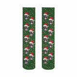 Custom Pet Face Chtistmas Green Sublimated Crew Socks Personalized Pohto Face on Socks All Over Print Gift Unisex