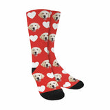 Custom Pet Socks Funny Printed Heart Dog Sublimated Crew Socks Personalized Photo Unisex Gift for Men Women