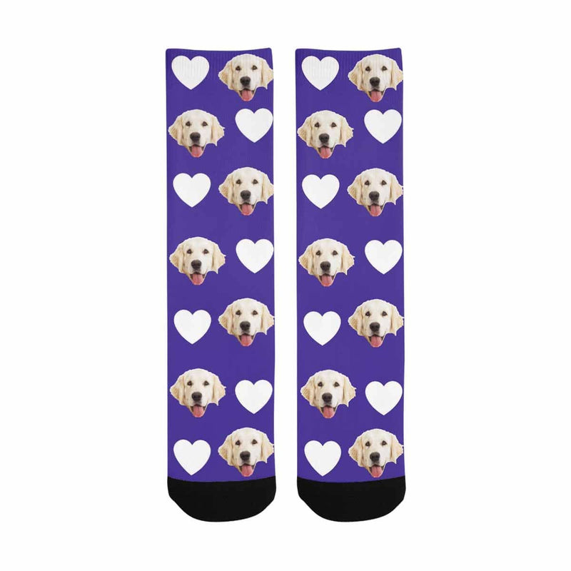 Custom Pet Socks Funny Printed Heart Dog Sublimated Crew Socks Personalized Photo Unisex Gift for Men Women