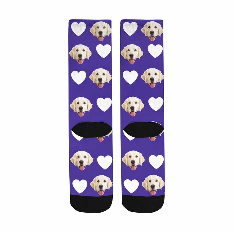 Custom Pet Socks Funny Printed Heart Dog Sublimated Crew Socks Personalized Photo Unisex Gift for Men Women