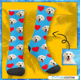 Custom Pet Socks Funny Printed Heart Dog Sublimated Crew Socks Personalized Photo Unisex Gift for Men Women