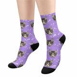 Custom Pet Sublimated Crew Socks Personalized Cat Face Novelty Socks Printed Photo Pet Socks Design Your Photo on Socks for Pet Lover