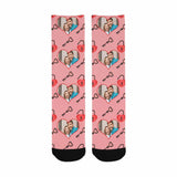 Custom Photo Pink Socks Personalized Photo Keys Sublimated Crew Socks