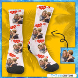 Custom Photo Socks Design Your Own Socks with Pictures Personalized Photo Love Couple Sublimated Crew Socks