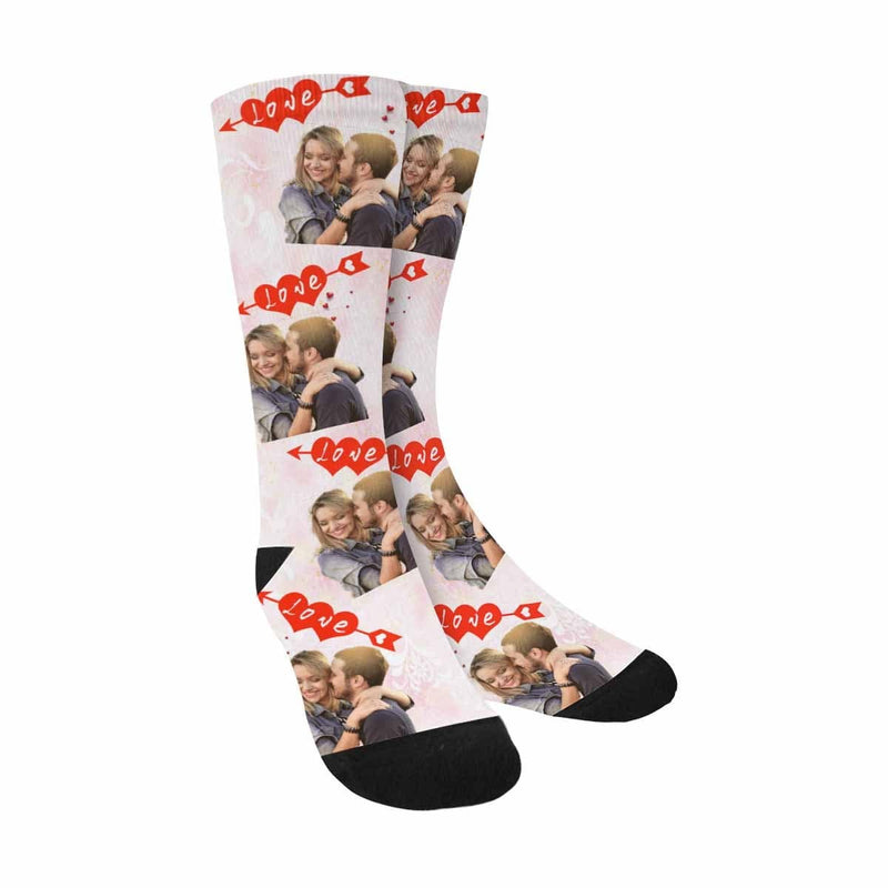 Custom Photo Socks Design Your Own Socks with Pictures Personalized Photo Love Couple Sublimated Crew Socks