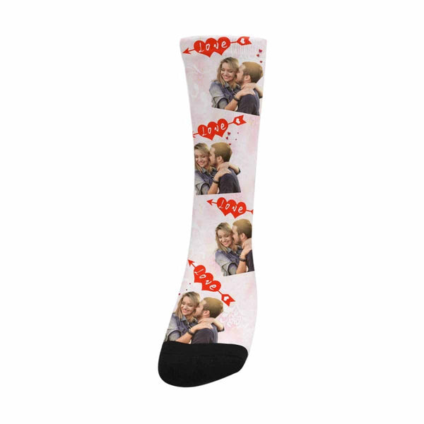 Custom Photo Socks Design Your Own Socks with Pictures Personalized Photo Love Couple Sublimated Crew Socks