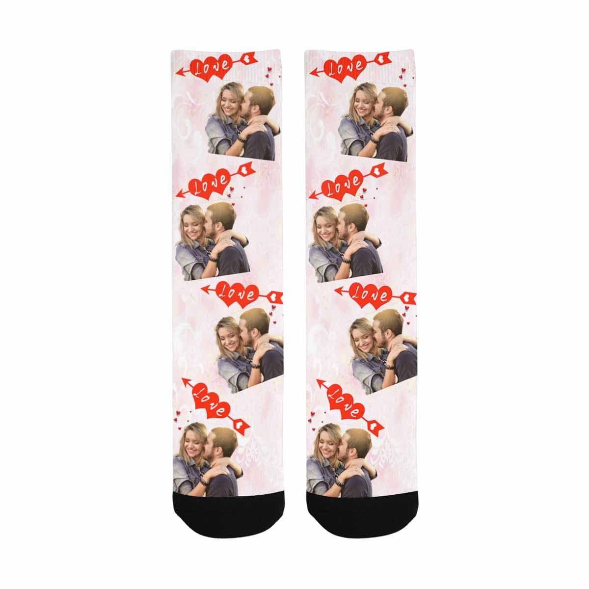 Custom Photo Socks Design Your Own Socks with Pictures Personalized Photo Love Couple Sublimated Crew Socks