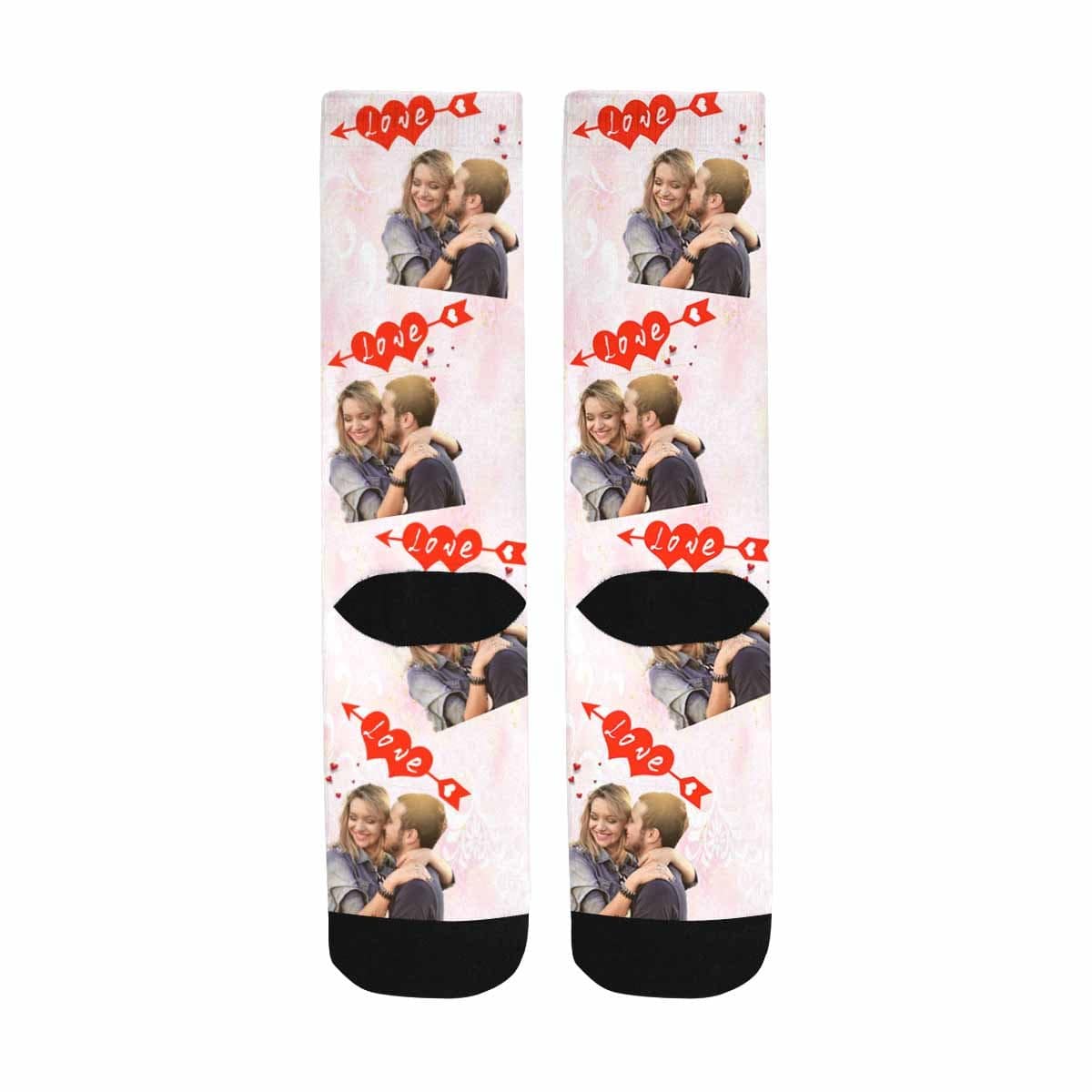 Custom Photo Socks Design Your Own Socks with Pictures Personalized Photo Love Couple Sublimated Crew Socks