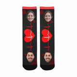 [Made In USA]Custom Socks with Face Personalized Photo Electrocardiogram Sublimated Crew Socks Unisex Gift for Men Women