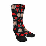 [Made In USA]Custom Socks with Face Personalized Photo Heart Sublimated Crew Socks Unisex Gift for Men Women