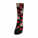 [Made In USA]Custom Socks with Face Personalized Photo Heart Sublimated Crew Socks Unisex Gift for Men Women