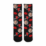 [Made In USA]Custom Socks with Face Personalized Photo Heart Sublimated Crew Socks Unisex Gift for Men Women