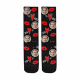 [Made In USA]Custom Socks with Face Personalized Photo Heart Sublimated Crew Socks Unisex Gift for Men Women