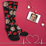 [Made In USA]Custom Socks with Face Personalized Photo Heart Sublimated Crew Socks Unisex Gift for Men Women