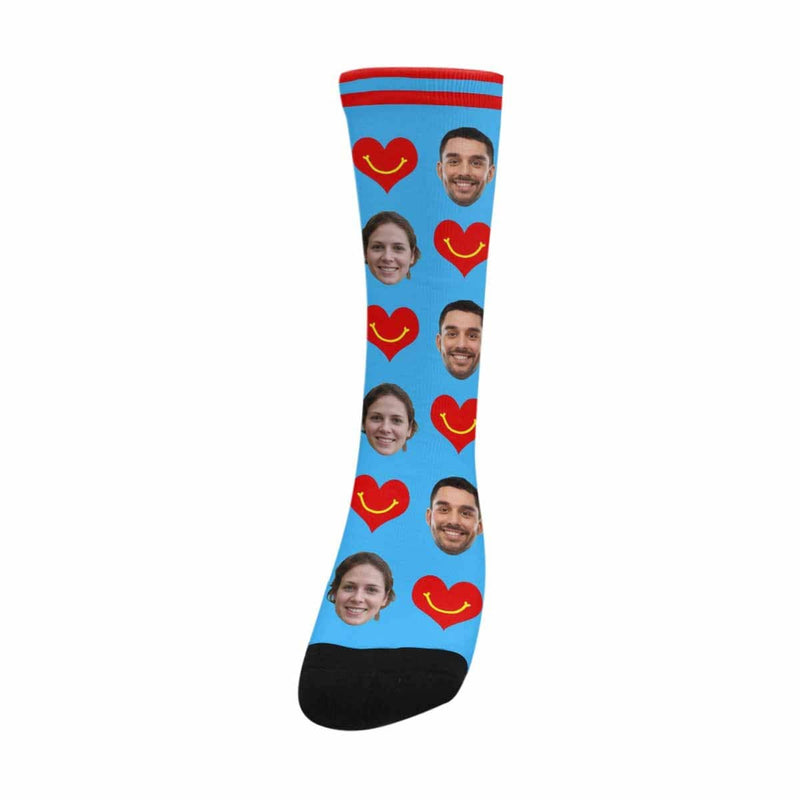 Custom Socks with Face Personalized Photo Love Sublimated Crew Socks