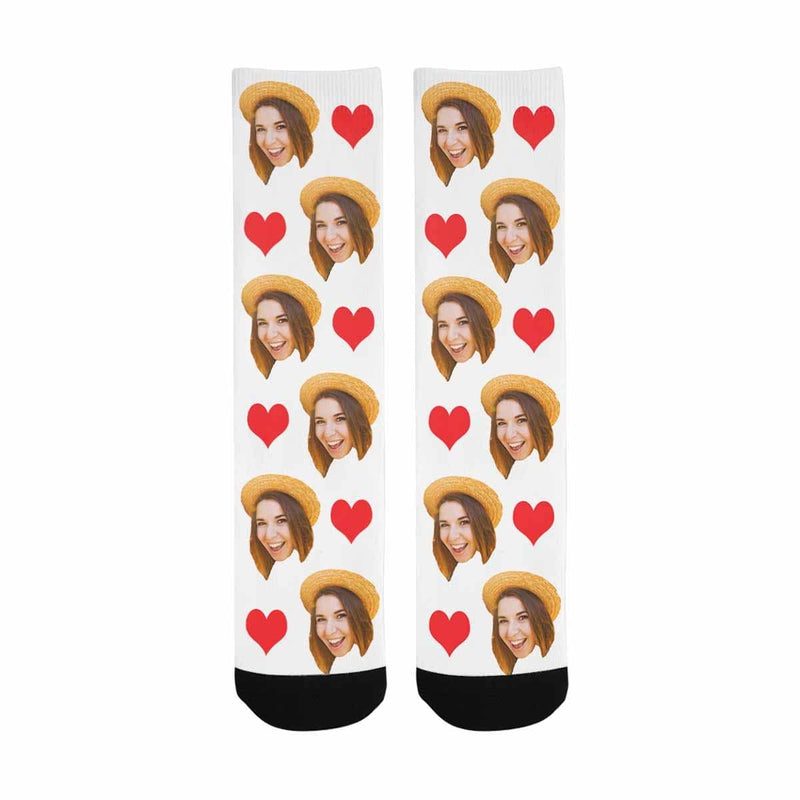 Custom Socks with Faces Love Heart Sublimated Crew Socks Personalized Picture Socks Unisex Gift for Men Women