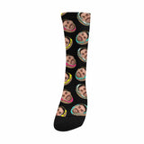 Face on Socks Custom Donut Black Sublimated Crew Socks Personalized Picture Socks Unisex Gift for Men Women