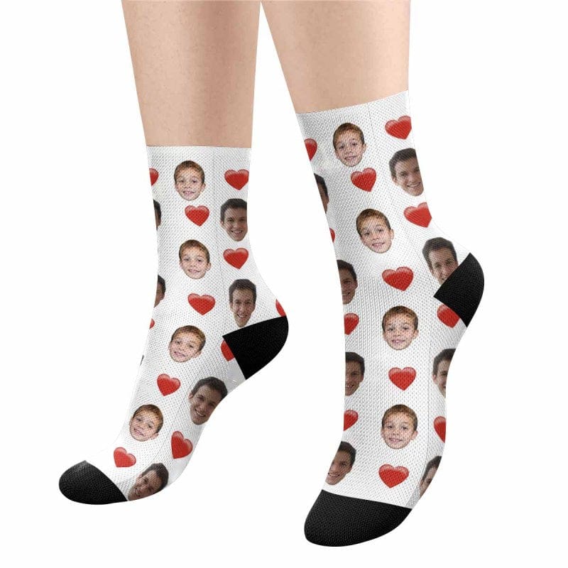 Face on Socks Custom Face Mother's&Father's Day Affection Love Sublimated Crew Socks for Parents