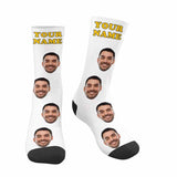 Face on Socks Custom Name Printed Photo Socks Personalized Hello Boyfriend Sublimated Crew Socks