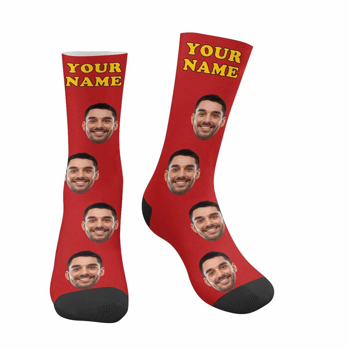 Face on Socks Custom Name Printed Photo Socks Personalized Hello Boyfriend Sublimated Crew Socks