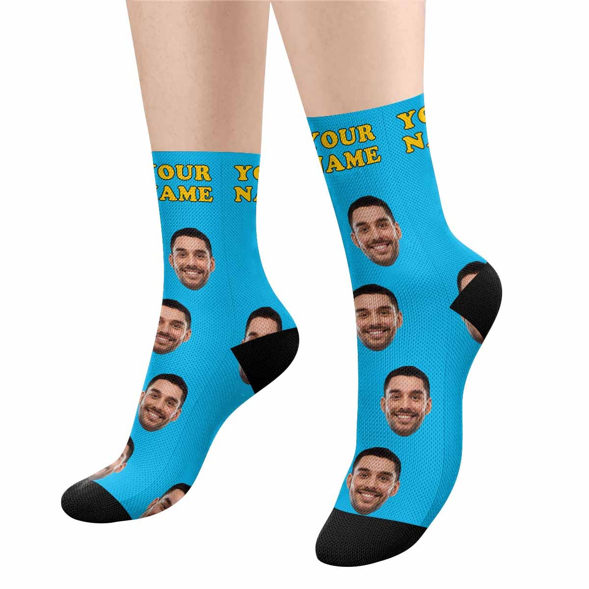 Face on Socks Custom Name Printed Photo Socks Personalized Hello Boyfriend Sublimated Crew Socks