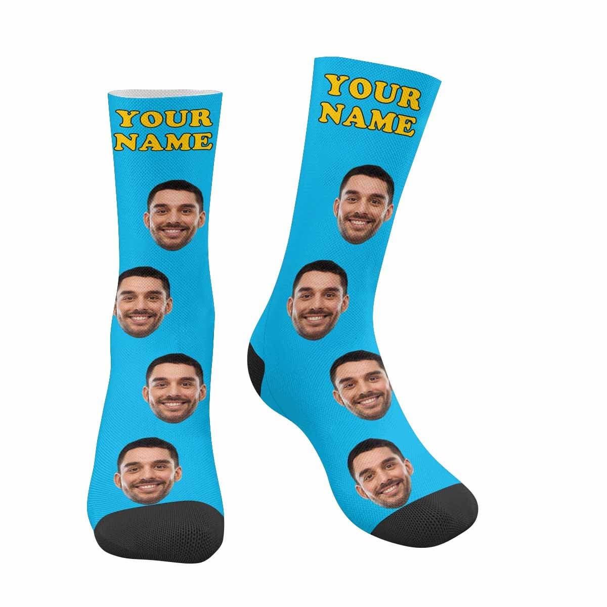 Face on Socks Custom Name Printed Photo Socks Personalized Hello Boyfriend Sublimated Crew Socks