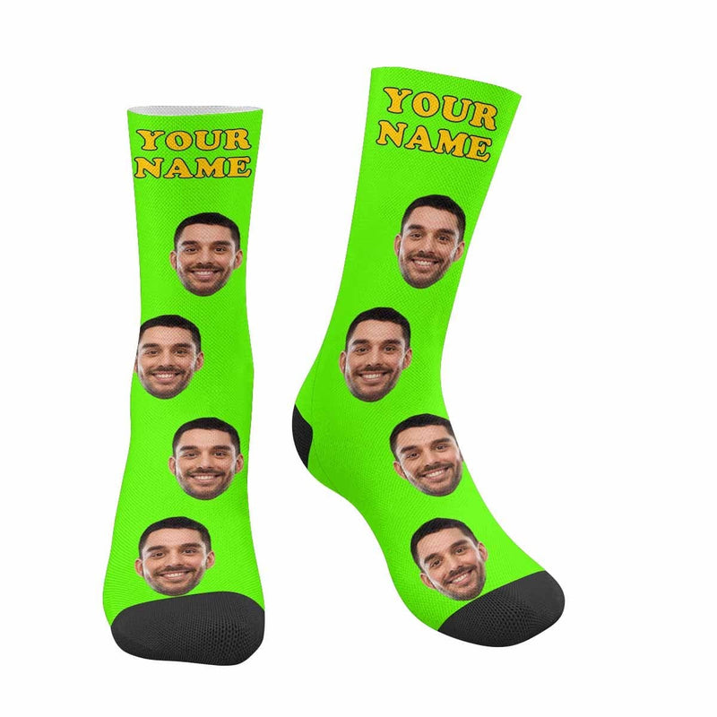 Face on Socks Custom Name Printed Photo Socks Personalized Hello Boyfriend Sublimated Crew Socks