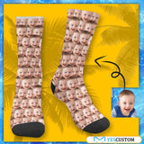 Face Printed on Socks Seamless Sublimated Crew Socks Personalized Picture Socks Unisex Gift for Men Women