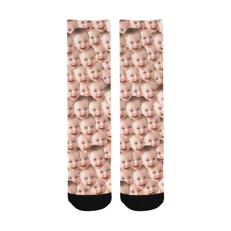 Face Printed on Socks Seamless Sublimated Crew Socks Personalized Picture Socks Unisex Gift for Men Women