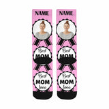 For Mom | Custom Face&Name Socks Best Mom Love Personalized MOM's Sublimated Crew Socks