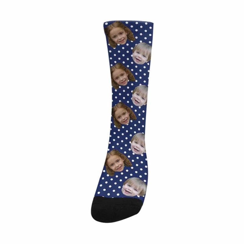 Happy Mother's Day | Custom Face Polka Dot Socks Personalized Photo Sublimated Crew Socks for Mom