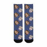 Happy Mother's Day | Custom Face Polka Dot Socks Personalized Photo Sublimated Crew Socks for Mom