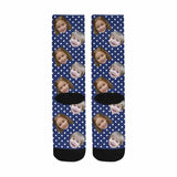 Happy Mother's Day | Custom Face Polka Dot Socks Personalized Photo Sublimated Crew Socks for Mom