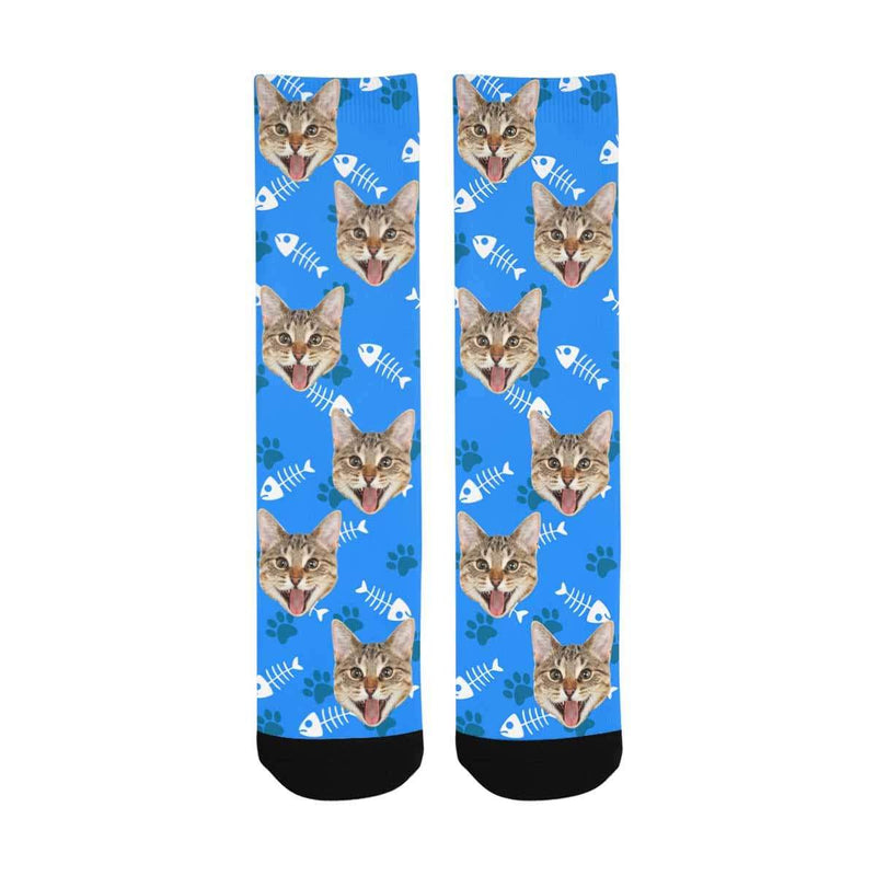 Personalised Pet Socks Custom Sublimated Crew Socks with Cat Face Funny Printed Photo Pet Socks Unisex Gift