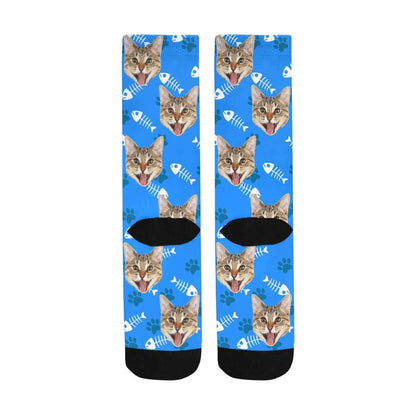 Personalised Pet Socks Custom Sublimated Crew Socks with Cat Face Funny Printed Photo Pet Socks Unisex Gift