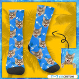 Personalised Pet Socks Custom Sublimated Crew Socks with Cat Face Funny Printed Photo Pet Socks Unisex Gift