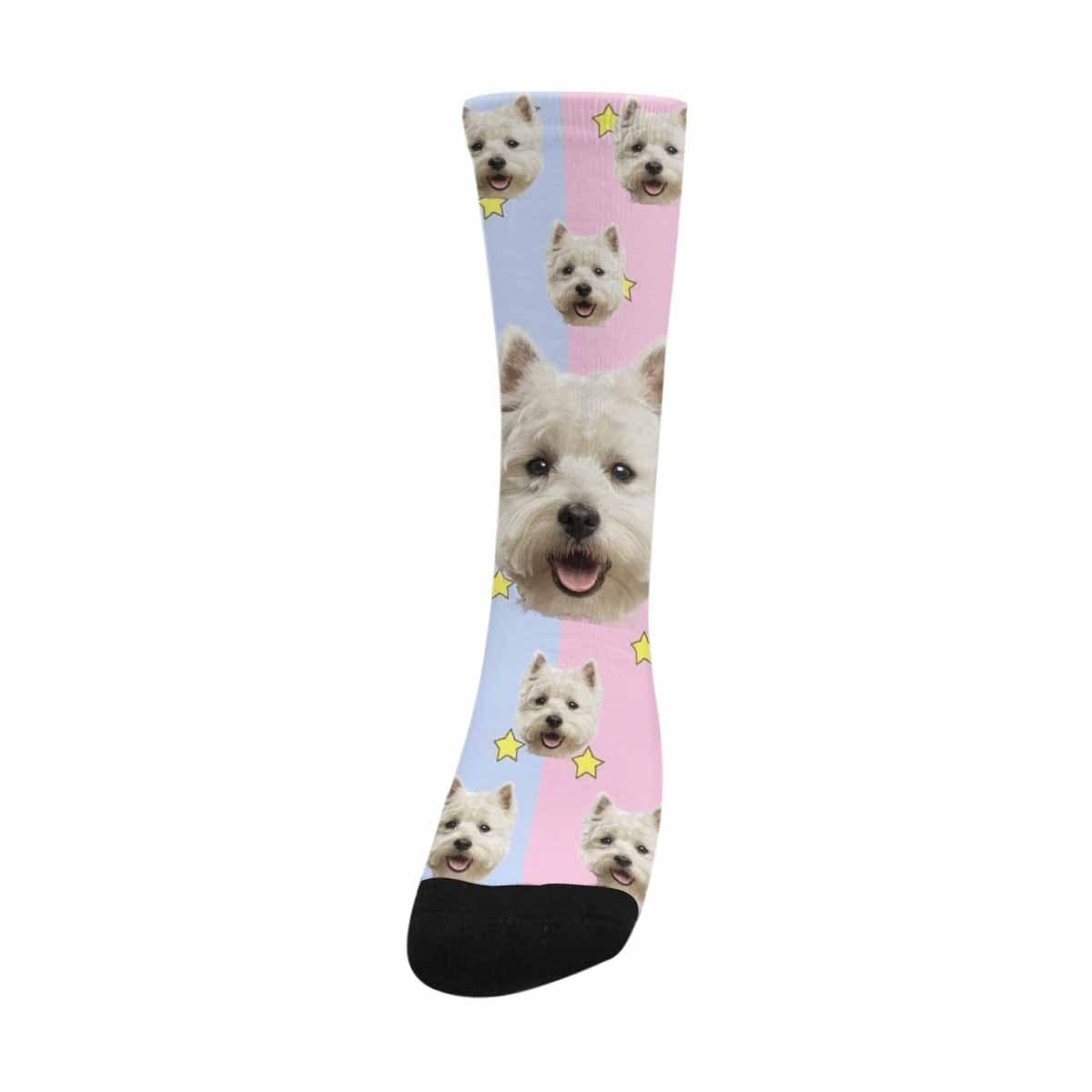 Personalised Pet Socks Pink Funny Custom Dog Face Socks Printed Photo Pet Socks Sublimated Crew Socks