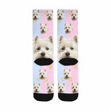 Personalised Pet Socks Pink Funny Custom Dog Face Socks Printed Photo Pet Socks Sublimated Crew Socks